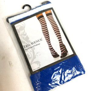* Leg Ave #6005 Thigh High Royal  Blue & Wh Stripe NWT NOS